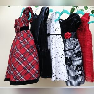 Elegant Red and Black Plaid Kids Formal Dress